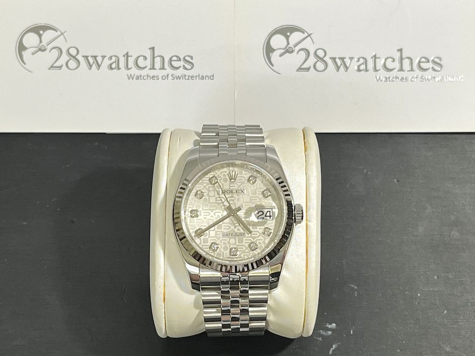 ROLEX DATEJUST 116234 72600 DIAMOND PATTERN SILVER WatchGod