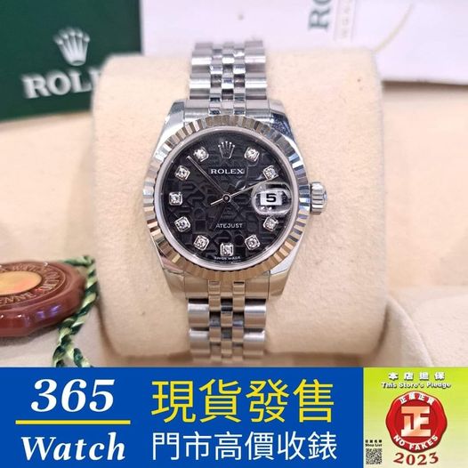 ROLEX LADY-DATEJUST 179174-63130-DIAMOND-PATTERN-BLACK