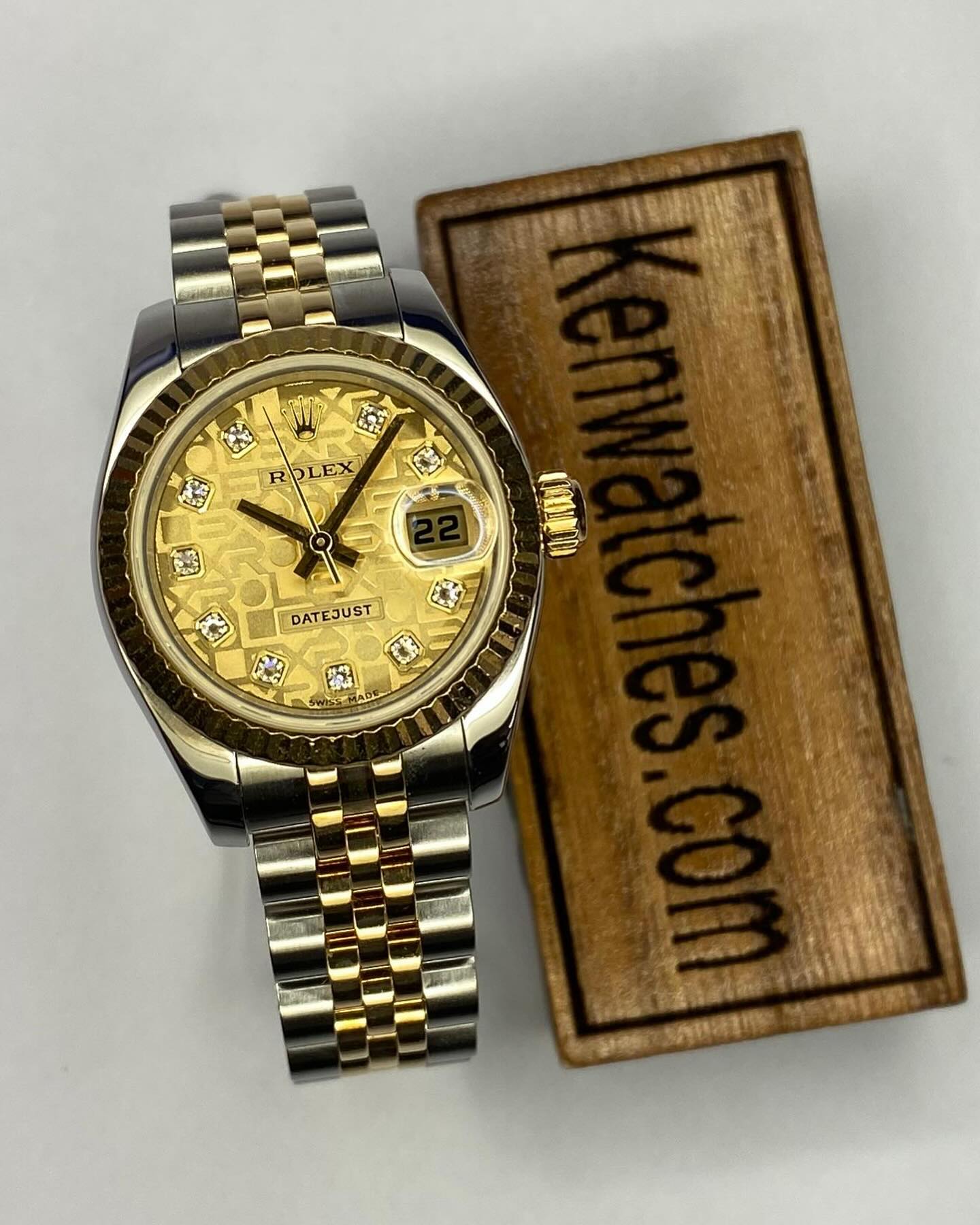 ROLEX LADY-DATEJUST 179173-63133-DIAMOND-PATTERN-GOLD-GOLD